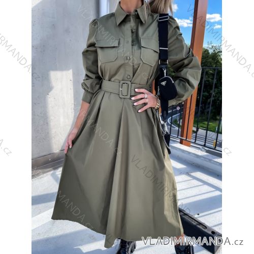 Dress with 3/4-sleeve ladies pocket (uni sl) ITALIAN Fashion IMWD20529 <p>khaki</p> S/M