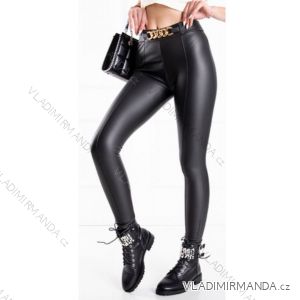 Elegant Long Leatherette High Waist Pants Women (S-XL) ITALIAN FASHION IMWA216601