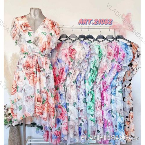 Women's Chiffon Summer Short Sleeve Dress, Women's (S / M ONE SIZE) ITALIAN FASHION IMWM2221082