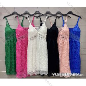 Women's Lace Cotton Summer Dress on Straps (S / M ONE SIZE) ITALIAN FASHION IMWG221546
