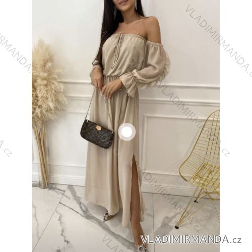 Women's Long Chiffon Dress Summer Carmen (S / M / L ONE SIZE) ITALIAN FASHION IMWG221574
