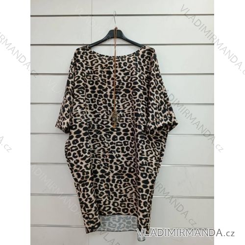 Women's Oversized Short Sleeve Dress Leopard (S / M ONE SIZE) ITALIAN FASHION IMWY221587