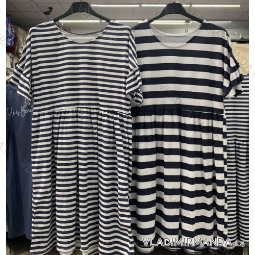 Šaty letní volnočasové bavlněné krátký rukáv dámské (S/M/L ONE SIZE) ITALSKÁ MÓDA IMWM221526
