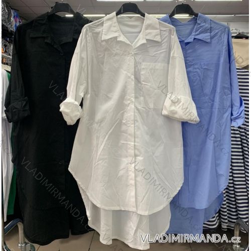 Women's oversized cotton long sleeve shirt (S / M ONE SIZE) ITALIAN FASHION IMWM221600