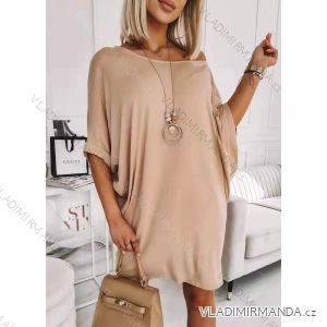 Šaty oversize s přívěškem krátký rukáv dámské (S/M/L/XL ONE SIZE) ITALSKÁ MÓDA IMWY221615
