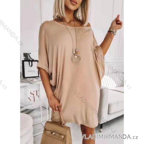 Šaty oversize s přívěškem krátký rukáv dámské (S/M/L/XL ONE SIZE) ITALSKÁ MÓDA IMWY221615