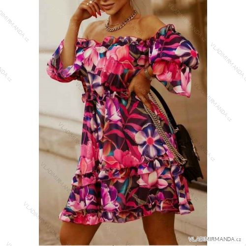 Women's Long Flared Dress Carmen Shoulders (S / M ONE SIZE) ITALIAN FASHION IMWA221622