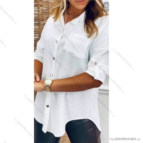 Women's oversized cotton long sleeve shirt (S / M ONE SIZE) ITALIAN FASHION IMWM221600