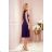 311-12 LILA Pleated dress with short sleeves - dark blue