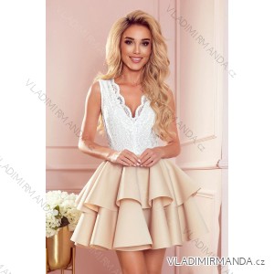 368-2 ZLATA two-color dress with lace neckline and foam - beige