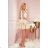 368-2 ZLATA two-color dress with lace neckline and foam - beige