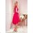300-6 PATRICIA - dress with longer back with lace neckline - raspberry color