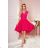 300-6 PATRICIA - dress with longer back with lace neckline - raspberry color