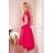 300-6 PATRICIA - dress with longer back with lace neckline - raspberry color
