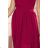 362-5 JUSTINE Long dress with a neckline and a tie - Burgundy color