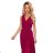 362-5 JUSTINE Long dress with a neckline and a tie - Burgundy color