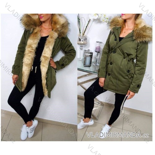 Winter jacket with hood and fur (s-m-l) K-ZELL FASHION KZE198035 <p>khaki</p> L