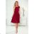 311-11 LILA Pleated dress with short sleeves - color burgundy