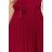 311-11 LILA Pleated dress with short sleeves - color burgundy