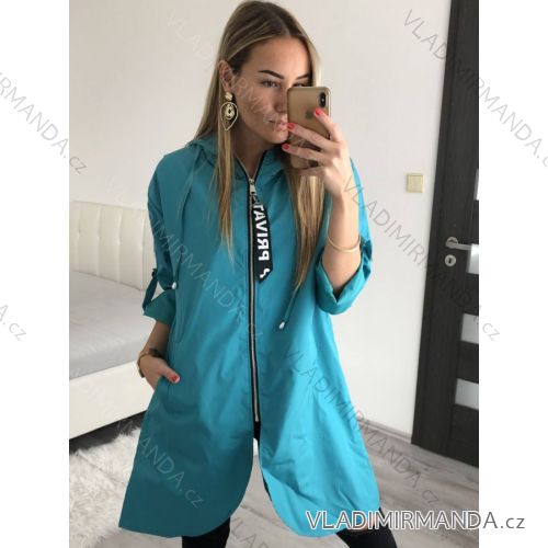 Jacket thin canvas long sleeve ladies with hood and zipper (oversize) ITALIAN MODA IM419698