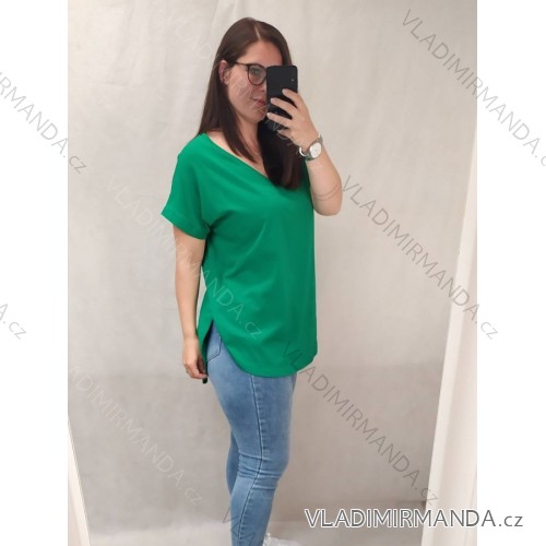 Denim short summer dress straps women (uni s / l) ITALIAN FASHION IM720103 XL/2XL dark green