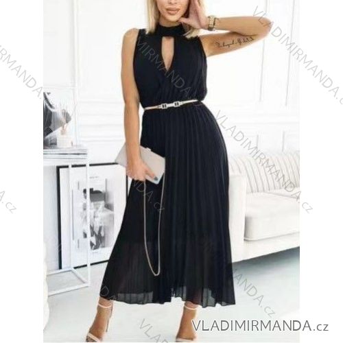 Women's Midi Chiffon Sleeveless Dress (S / M / L ONE SIZE) ITALIAN FASHION IMWY22062