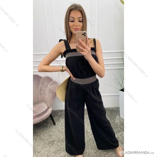 Souprava letní top na ramínka a kalhoty dámská (S/M/L ONE SIZE) ITALSKÁ MÓDA IMWY22063