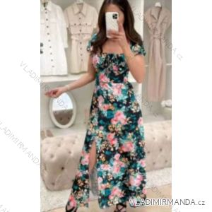 Women's long summer flowered carmen dress (S / M ONE SIZE) ITALIAN FASHION IMWA222065