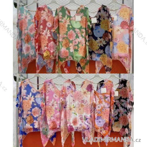 Tunika oversize letní šifonová krátký rukáv dámská (M/L/XL ONE SIZE) ITALSKÁ MÓDA IMWG222067