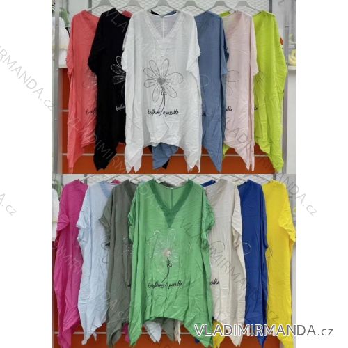 Tunic oversize summer viscose short sleeve women (L / XL / 2XL ONE SIZE) ITALIAN FASHION IMWG222070