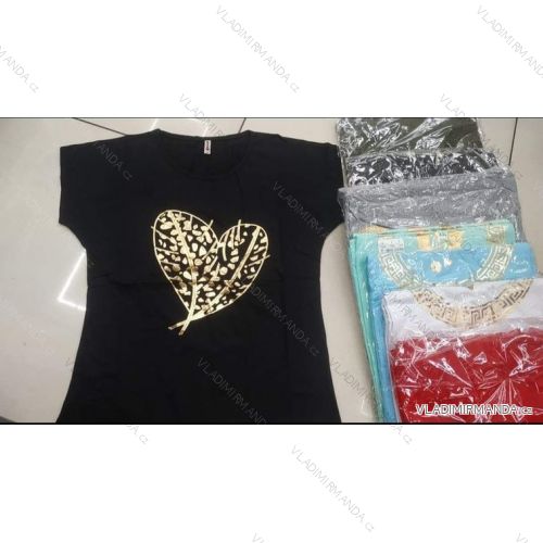 Tričko krátky rukáv dámske nadrozmer (2XL-4XL) TURECKÁ MÓDA TMWG22GYA0370-1