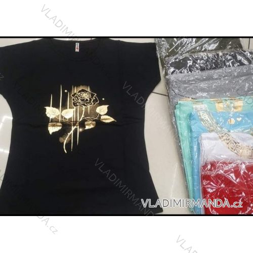 Tričko krátky rukáv dámske nadrozmer (2XL-4XL) TURECKÁ MÓDA TMWG22GYA0370-1