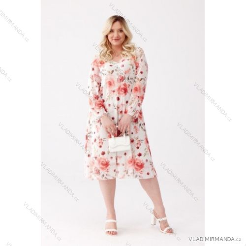 Šaty dlouhé 3/4 krátký rukáv dámské nadrozměr (XL-3XL) POSLKÁ MÓDA PMLE21001