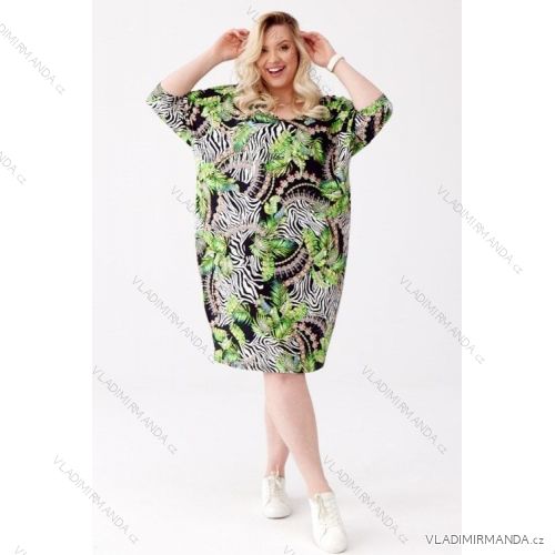 Šaty dlouhé 3/4 krátký rukáv dámské nadrozměr (XL-3XL) POSLKÁ MÓDA PMLE21001