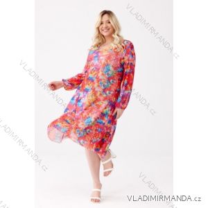 Šaty dlouhé 3/4 krátký rukáv dámské nadrozměr (XL-3XL) POSLKÁ MÓDA PMLE21001