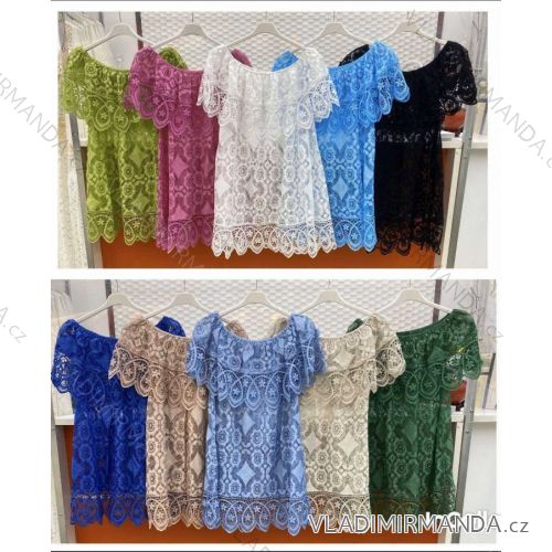 Šaty letní bavlněné krátký rukáv dámské nadrozměr (XL/2XL ONE SIZE) ITALSKÁ MÓDA IMWC222135