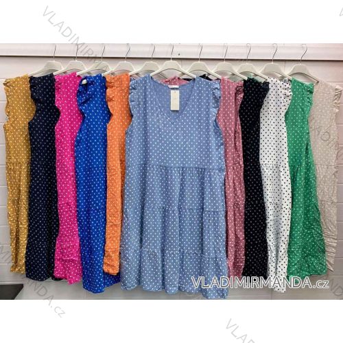 Women's Sleeveless Summer Dress Plus Size Polka Dot (XL / 2XL ONE SIZE) ITALIAN FASHION IMWA222139