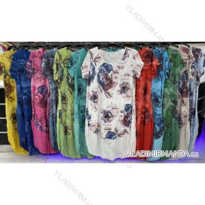 Šaty krajkové krátký rukáv dámské nadrozměr viskoza (XL/2XL ONE SIZE) ITALSKÁ MÓDA IMWD222203
