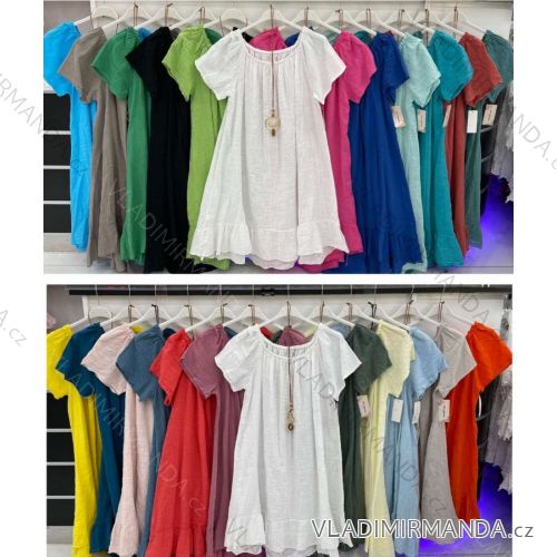Šaty krátký rukáv dámské nadrozměr viskoza (XL/2XL ONE SIZE) ITALSKÁ MÓDA IMWD222159