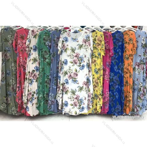 Women's Summer Short Sleeve Dress Oversized Viscose (XL / 2XL ONE SIZE) ITALIAN FASHION IMWD222207