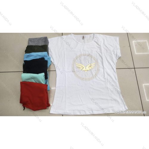 Tričko krátky rukáv dámske nadrozmer (2XL-4XL) TURECKÁ MÓDA TMWG22GYA0370-1
