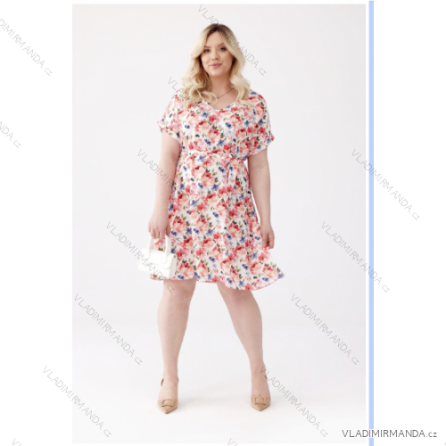 Šaty dlouhé 3/4 krátký rukáv dámské nadrozměr (XL-3XL) POSLKÁ MÓDA PMLE21001