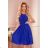 350-9 ALIZEE - chiffon dress with a binding - blue