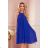 350-9 ALIZEE - chiffon dress with a binding - blue