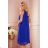 350-9 ALIZEE - chiffon dress with a binding - blue