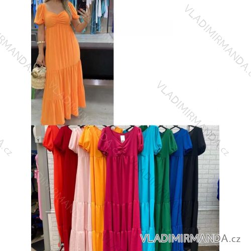 Women's Long Summer Short Sleeve Dress (S / M ONE SIZE) ITALIAN FASHION IMWOP22OP0306