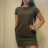 Classic short sleeve dress women (uni xl / 2xl) ITALIAN FASHION IM720046 XL / 2XL one size Khaki