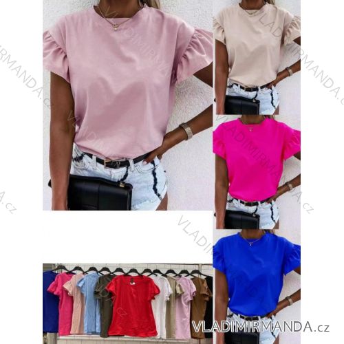 T-shirts with ruffles short sleeve women (S / M ONE SIZE) ITALIAN FASHION IMWOP22OP0171