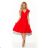348-4 SCARLETT - flared dress with a neckline - red