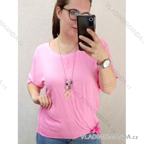 Tunic short sleeve women's oversized (4XL / 5XL ONE SIZE) ITALIAN FASHION IM422330 2XL/3XL pink
